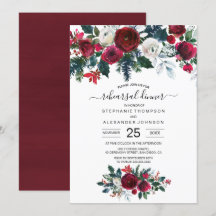 Burgund Watercolor Winter Blume Hochzeit