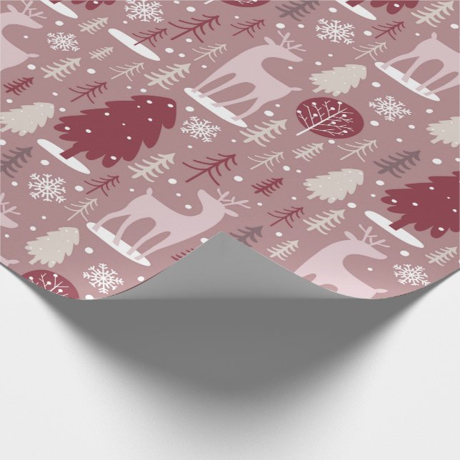 Burgund Weihnachts-Musterpapier Geschenkpapier (Ecke)