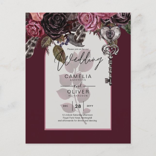 Burgund Wein Blumenzwiebeln Herbst Winter INVITE Flyer (Vorne)