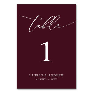 Burgund Wein Minimalistische Hochzeit   Event Cust Tischnummer