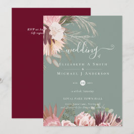 Burgund Wein Pampas Tropische Hochzeit