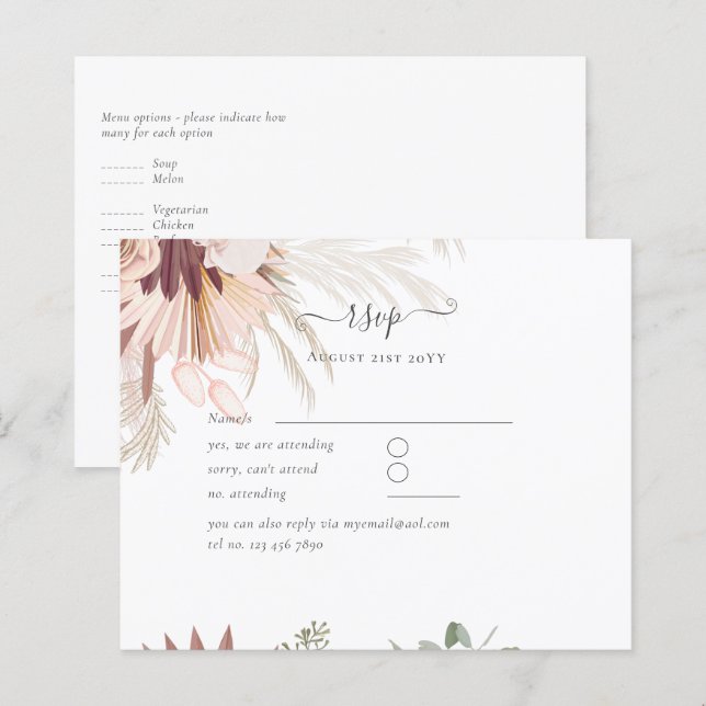 Burgund Wein Pampas Tropische Hochzeit (Vorne/Hinten)