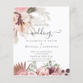 Burgund Wein Pampas Tropische Hochzeit Flyer