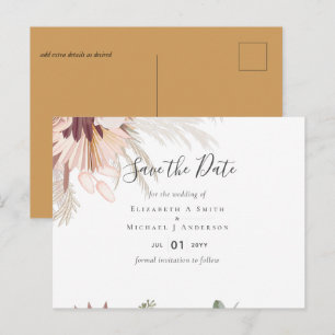 Burgund Wein Pampas Tropische Hochzeit Postkarte