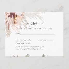 Burgund Wein Pampas Tropische Hochzeit Postkarte