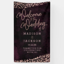 Burgund Wein Rose Gold Confetti Hochzeit Willkomme Banner