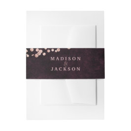 Burgund Wein & Rose Gold Glam Wedding Monogram Einladungsbanderole