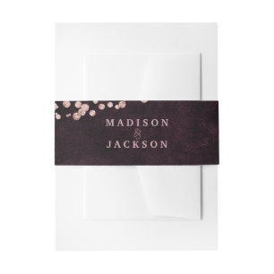 Burgund Wein & Rose Gold Glam Wedding Monogram Einladungsbanderole