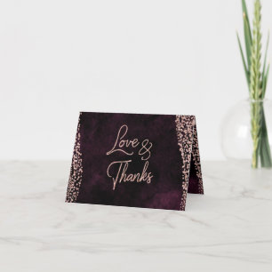 Burgund Wein & Rose Gold Glam Wedding Vielen Dank Dankeskarte