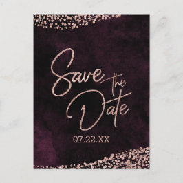 Burgund Wein & Rose Gold Hochzeit Sichern Sie das  Ankündigungspostkarte