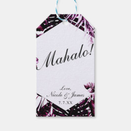 Burgund Wein Tropische Palme Blätter Chic Wedding Geschenkanhänger