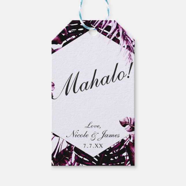 Burgund Wein Tropische Palme Blätter Chic Wedding Geschenkanhänger (Vorderseite)