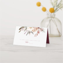 Burgund Wein Wildblume Platzkarte