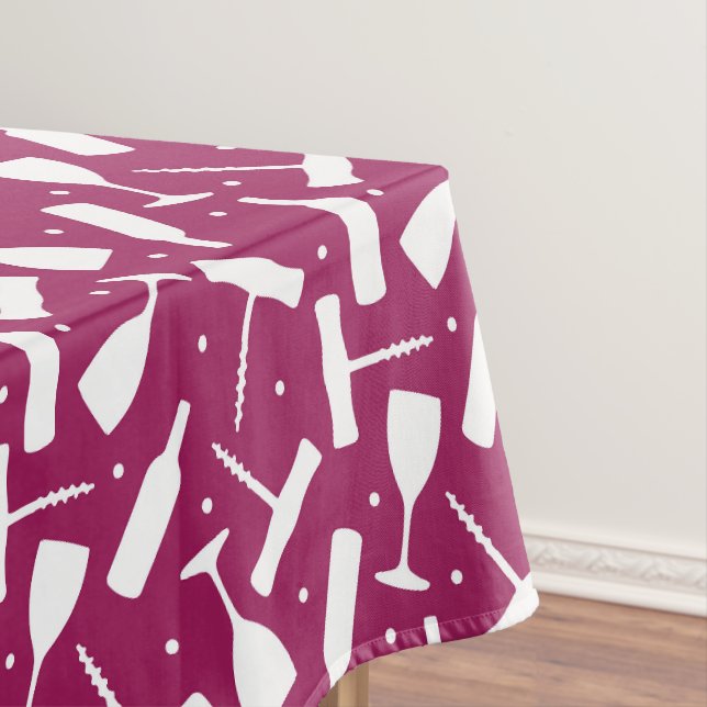 Burgund Weingläser und Flaschen Gemustert Tischdecke (Beispiel)