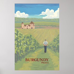 Burgund Weinregion Frankreich Reiseplakat Poster