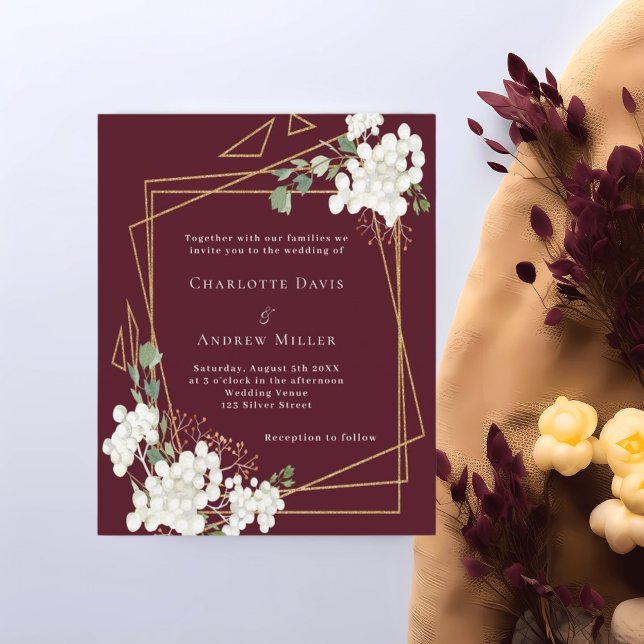 Burgund, weiß, florale geometrische Hochzeit (Von Creator hochgeladen)