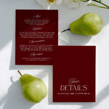 Burgund & Weiß Hochzeitsinformationskarte