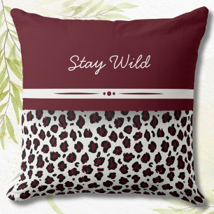 Burgund & Weiß Leopardenprint Deko-Kissen Kissen