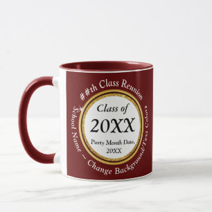 Burgund, Weiß und Schwarz, Class-Wiedersehen-Tasse Tasse