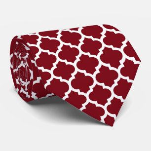 Burgund Weißes marokkanisches Quatrefolienmuster # Krawatte