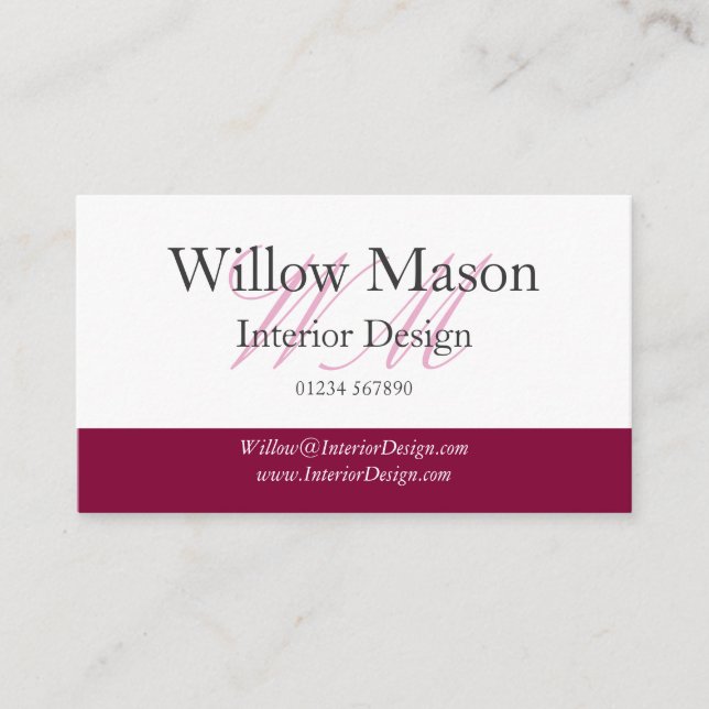 Burgund & White Beruflich Business Card Visitenkarte (Vorderseite)