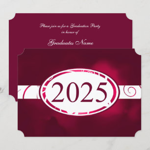 Burgund White Floral Button 2025 Graduation Party Einladung