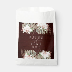Burgund White Floral Orchid Seaside Dschungel Blät Geschenktütchen
