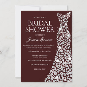 Burgund White Wedding Dress Brautparty laden Einladung