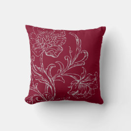 Burgund Wine & Gray Moderne Kunst, Dichtung und Mu Kissen