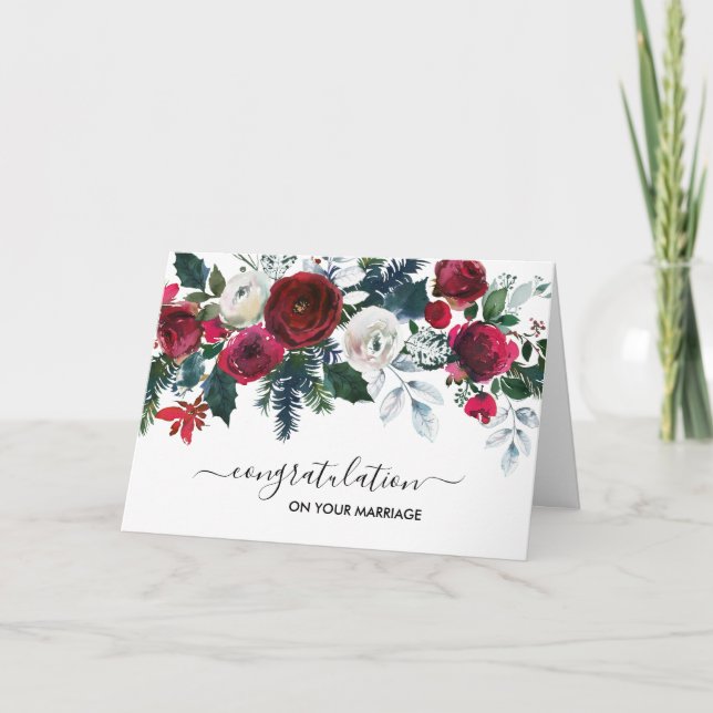 Burgund Winter Blume Gratulationskarte Karte (Vorderseite)