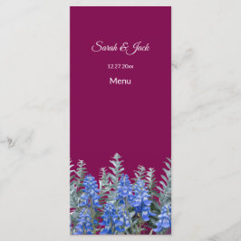 Burgund Winter Wedding mit Bluebonnet Menükarte