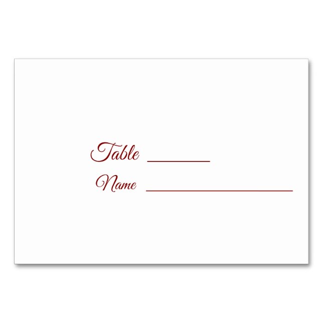 Burgund Winter Wedding mit Bluebonnet Tischnummer (Rückseite)