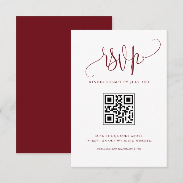 Burgund wir machen moderne kalligraphische Hochzei RSVP Karte (Vorne/Hinten)