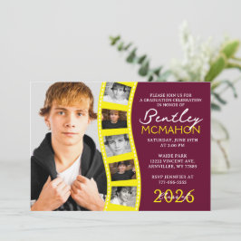 Burgund Yellow Foto Filmstrip Abschluss Collage Einladung