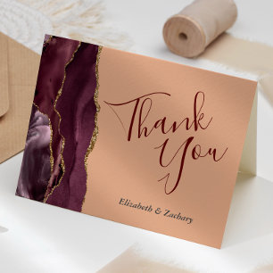 Burgunder-Achat-Gold-Pfirsich-Hochzeit-Dankeschön Karte
