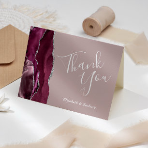 Burgunder-Achat-Staubrose-Hochzeit-Dankeschön Karte