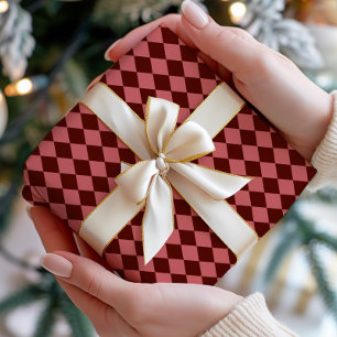 Burgunder Argyle-Geschenkpapier Geschenkpapier