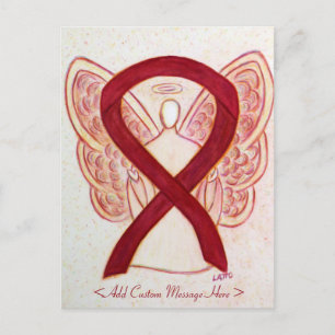 Burgunder Awareness Ribbon Engel Benutzerdefiniert Postkarte