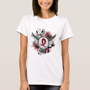 Burgunder-Band und Flügel-multiples Myeloma T-Shirt