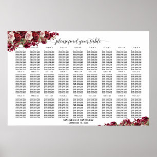 Burgunder Blumen 27 Tische Hochzeitsbestuhlung Poster