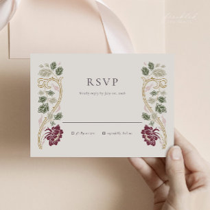 Burgunder-Blumen-Art Nouveau-RSVP-Karte RSVP Karte