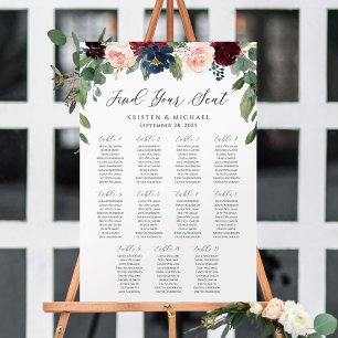Burgunder Blumen Finden Sie Ihren Sitz Sitzplan Poster
