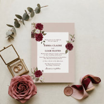 Burgunder-Blumen-Herbst-Hochzeitseinladung