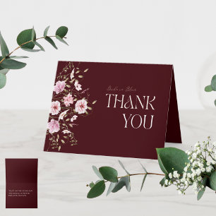 Burgunder Blumen Hochzeitsdusche Dankeskarten Dankeskarte