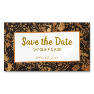 Burgunder Blumen Save The Date Schwarz Gold Magnetische Visitenkarte