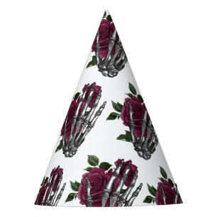 Burgunder Blumen-Skelett-Hand gotisch Partyhütchen