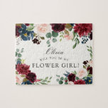 Burgunder-Blumenstrauß | sind Sie mein<br><div class="desc">Ein einzigartiges themed mit Blumenpuzzlespiel Burgunders, welches die spezifische Frage fragt. Sind Sie mein Blumenmädchen? Eine niedliche und Spaßweise zu machen, dass zukünftiges Blumenmädchen glauben, wie sie ein spezielles Teil Ihrer Zeremonie ist. Dieses Einzelteil ist ein Einzelstück der großen Burgunder-Blumenstraußhochzeitssammlung. Besichtigen Sie die Sammlung oder den Farbdschungelspeicher, um mehr zusammenpassende...</div>