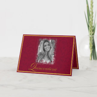 Burgunder Blumenweine mit Foto quinceanera Karte
