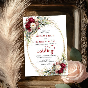 Burgunder Boho Botanische Blumige Hochzeitseinladu Einladung