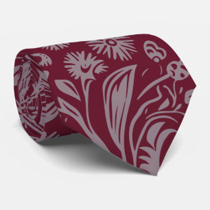 Burgunder Botanische Krawatte   Paisley Schlips